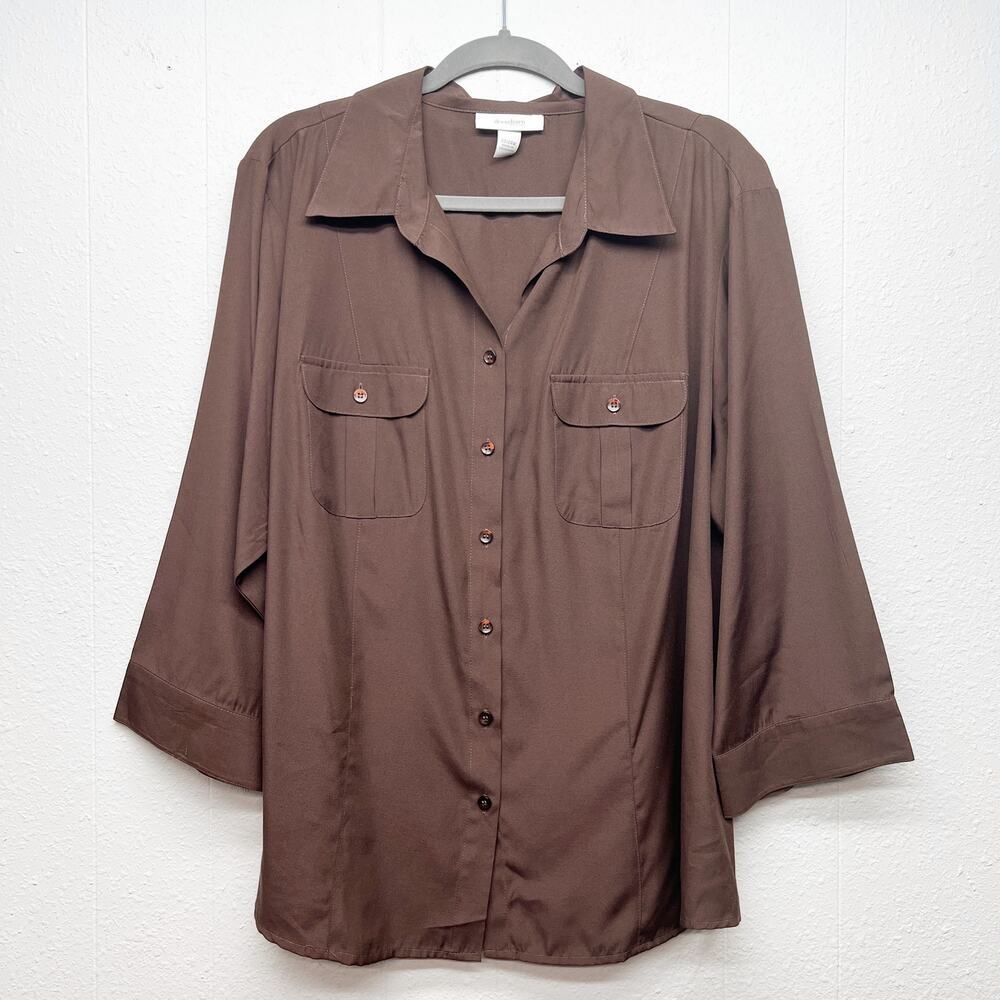 DressBarn 3/4 Sleeve Button Front Womens Shirt 22/24 Work Career Office Academia